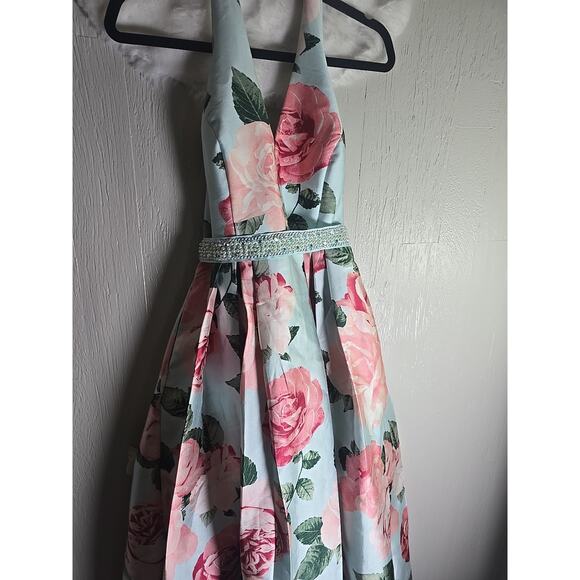 Formal Maxi Gown Prom Halter Dress Wedding Womens 9 / 10 Festive Party Chic - Picture 2 of 11